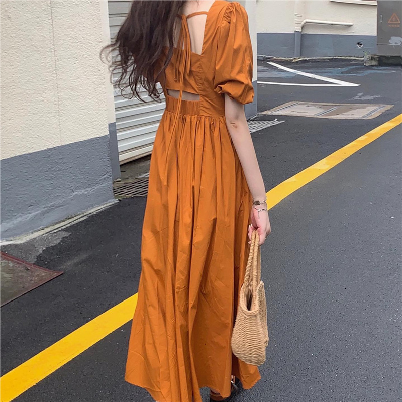 2025 Summer New Women's Skirt Summer New Design Open Back High Waist Square Neck French Style Fashion Dress New Luxury Designer Women's Skir