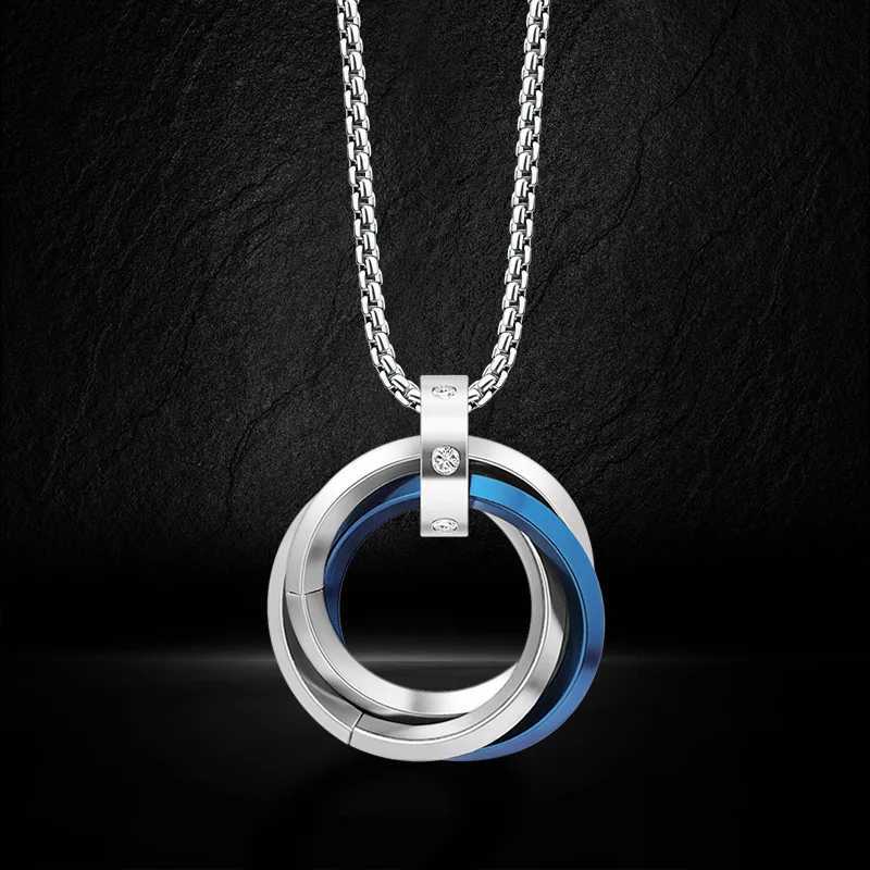 Stylish Three Ring Necklace for Men Boys Interlocking Titanium Steel Necklace Gift for Husband Father Son BBF W250712