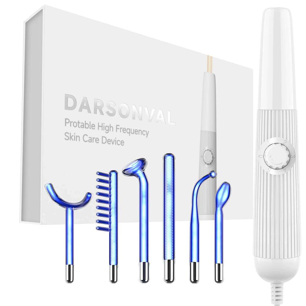 DARSONVAL Blue 6-In-1High Frequency Facial Hine For Hair Face Anti Aging Therapy Acne Tool Fusion Neon+Argon Wands Skin Care