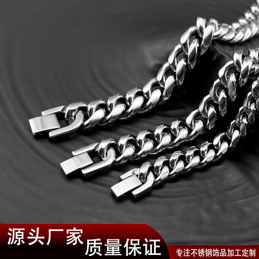 Luxury Jewelry Designer Jewelry Trendy Cool Titanium Steel Chain Necklace Stainless Steel Jewelry Clasp Round Polished Chain Men's Thick Bold Fas