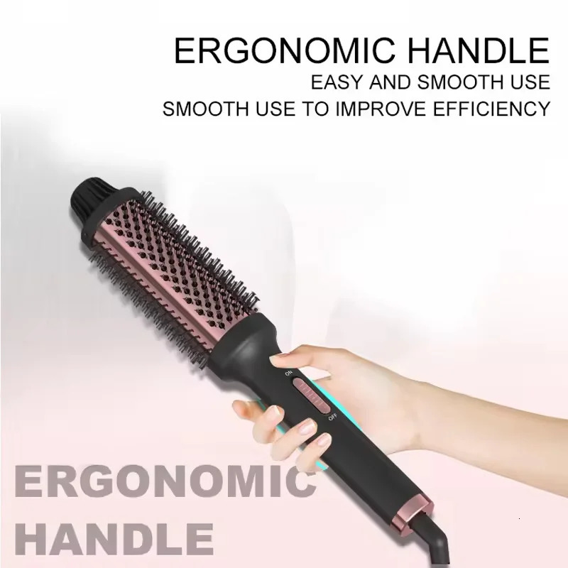 Volumizing Brush Heated Hair Curling Ceramic Tourmaline Ionic Curling Iron Heating Thermal Round Brush 250712