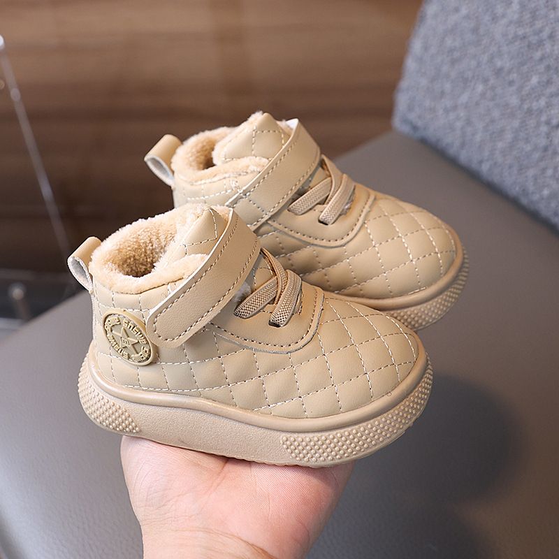 Kids Warm Cotton Shoes Winter New Plush Cotton Shoes Boys Girls Thickened Soft Sole Non-slip Toddler Shoes Boots Sizes US1C-US9C 000202