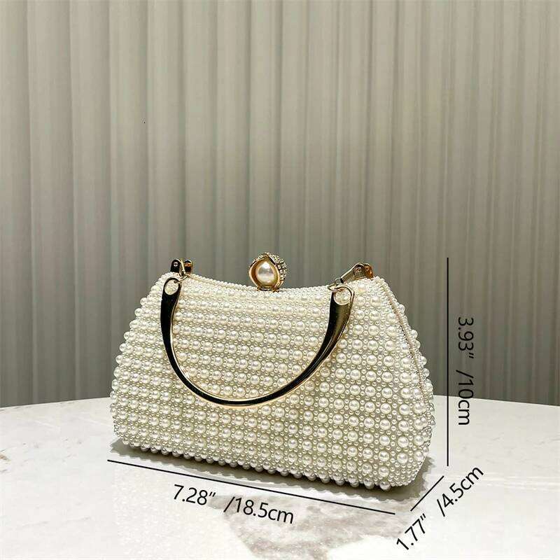 Designer Bags Creamy White Pearls Wedding For Women Elegant Double-Side Beading Evening Bags Fashionable Handbags Gold Top-Handle Clutch Luxury Bag