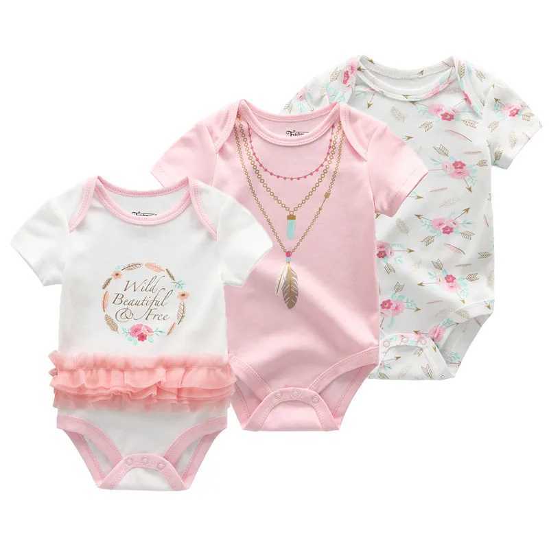 3 Pcs Newborn Short Sleeve Baby Boy Girl Bodysuits Soft 100% Cotton Baby Unisex Baby Clothes Z250712