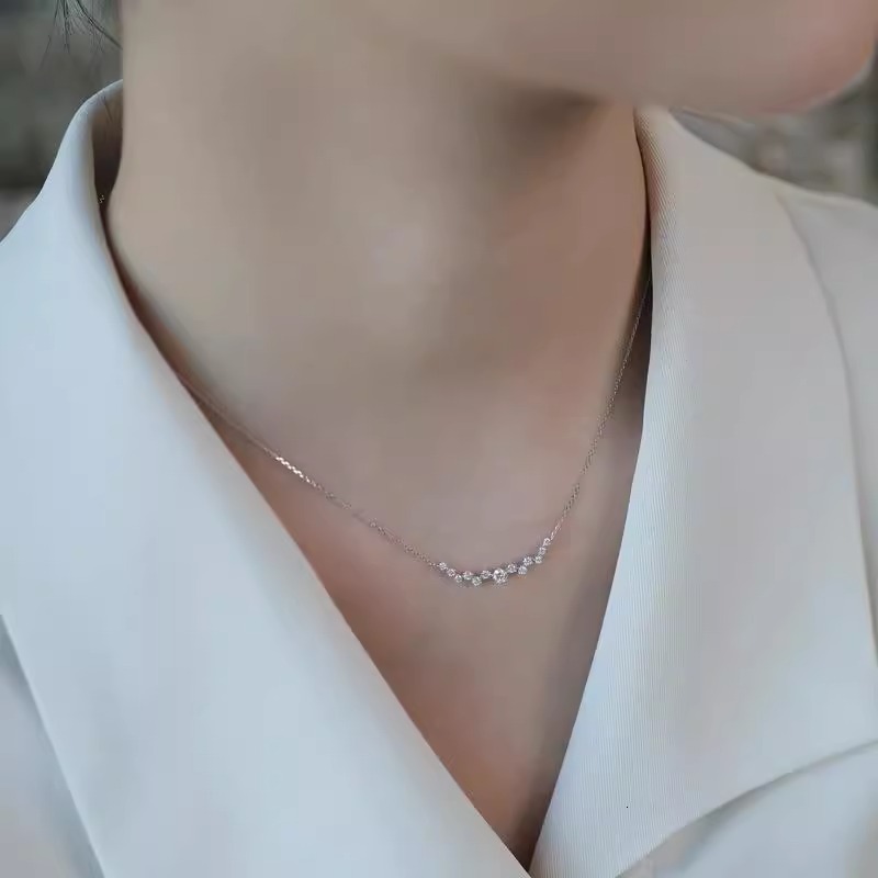 Luxury Jewelry Designer Jewelry Korean Style Casual Smile Necklace Daily Commute Versatile Micro Pave Zircon Collarbone Chain Blogger Same Dropshippin
