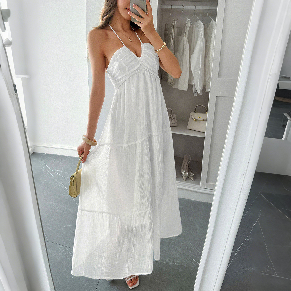 2025 Summer dress new women's dress casual vacation suspender semi transparent dress women's fashion new luxury designer women's dress