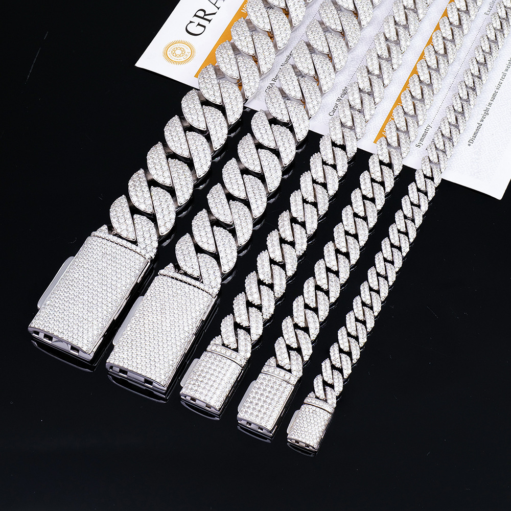 Luxury Jewelry Designer Jewelry 8mm Arc Cross-border European And American Chain Men's Hip-hop Rap Moissanite Bracelet Jewelry Light Luxury High-