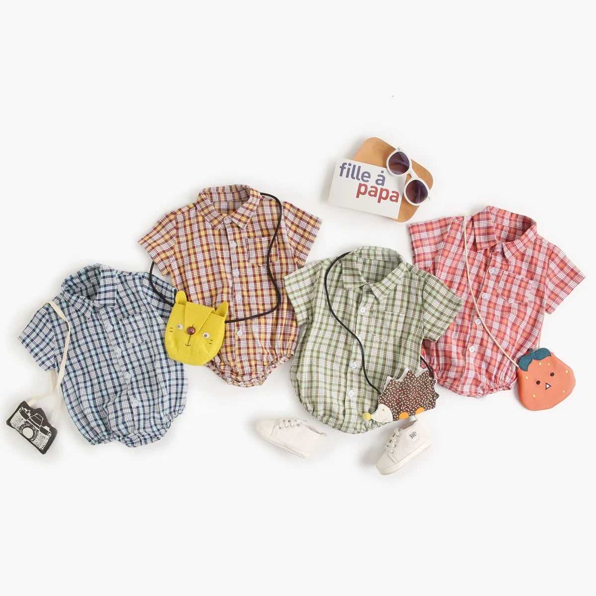 Sanlutoz Cotton Baby Boys Bodysuits Fashion Newborn Clothes for Baby Boy Short Sleeve Summer Baby Clothing Plaid Z250712