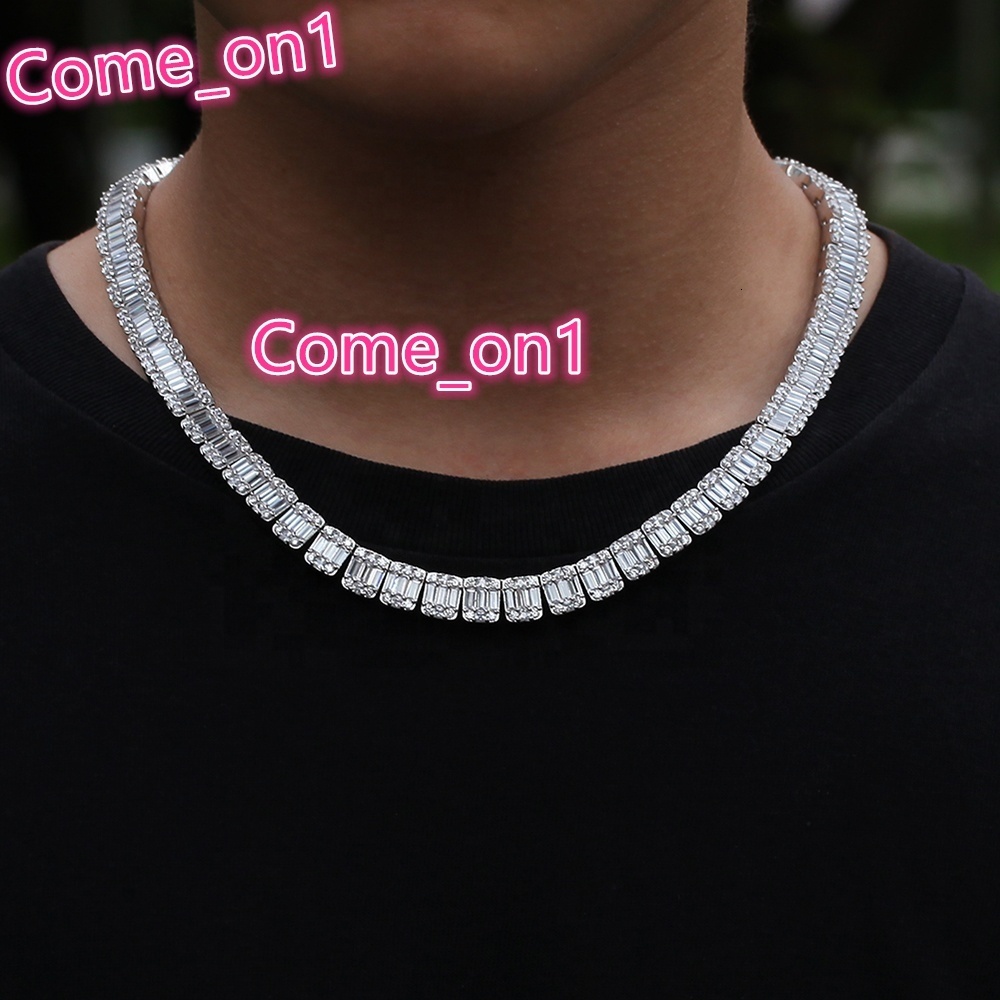 New Square Zircon Cuban Link Chain Gold Plated Hip Hop Tennis Chain Necklace