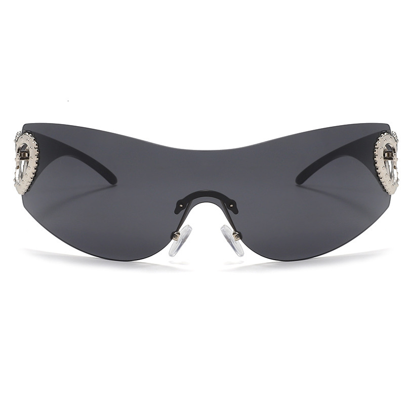 Designer's luxury glasses Fashion New Style Rhinestone One-Piece Unisex European and American Sunglasses Hot Girl Same Style Y2K Sunshade Heart S