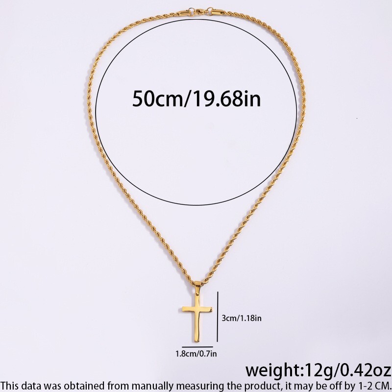 Luxury Jewelry Designer Jewelry Cross-border Amazon Gold Braided Chain Cross Stainless Steel Necklace Titanium Steel Non-fading Fashion Versatile Men&