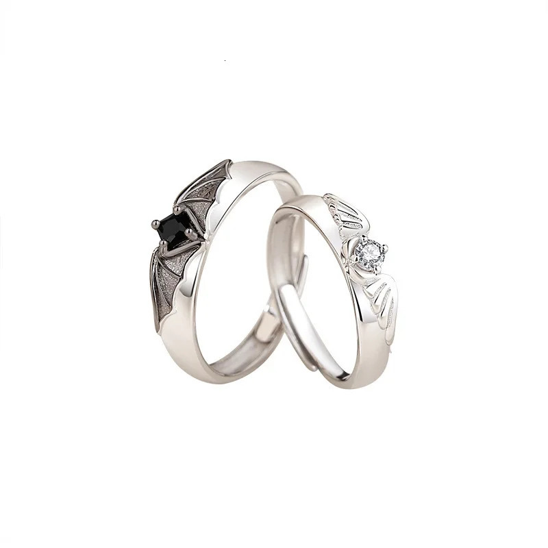 Stainless Steel Angel Demon Couple Rings Fashion n Creativity Wing Adjustable Ring for Women Men Lovers Jewelry Gifts 250704