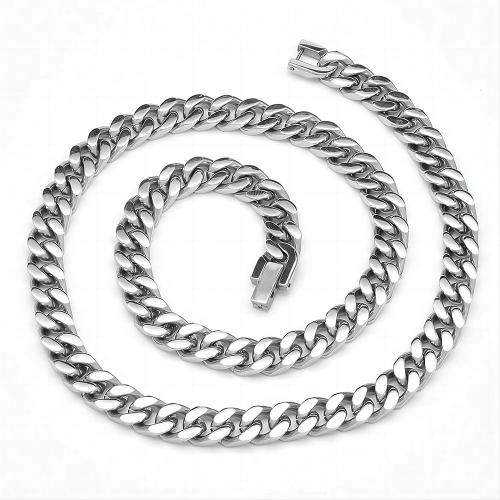 Luxury Jewelry Designer Jewelry European And American Titanium Steel Necklace Hip Hop Men's Necklace Stainless Steel Jewelry Clasp Four-sided Pol