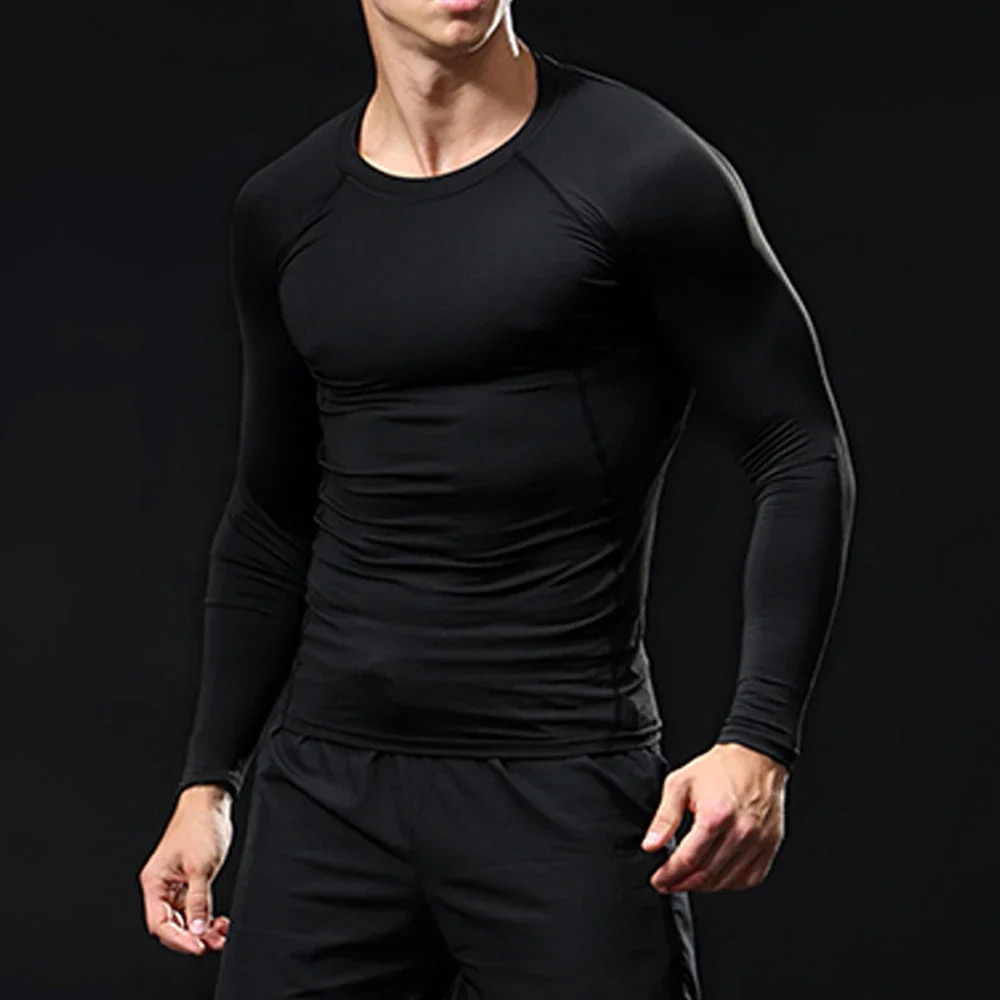 Mens Compression Shirt Men Rashgard Fitness Long Sleeve Running Man Gym Under T Football Jersey Sportswear Tights 250707