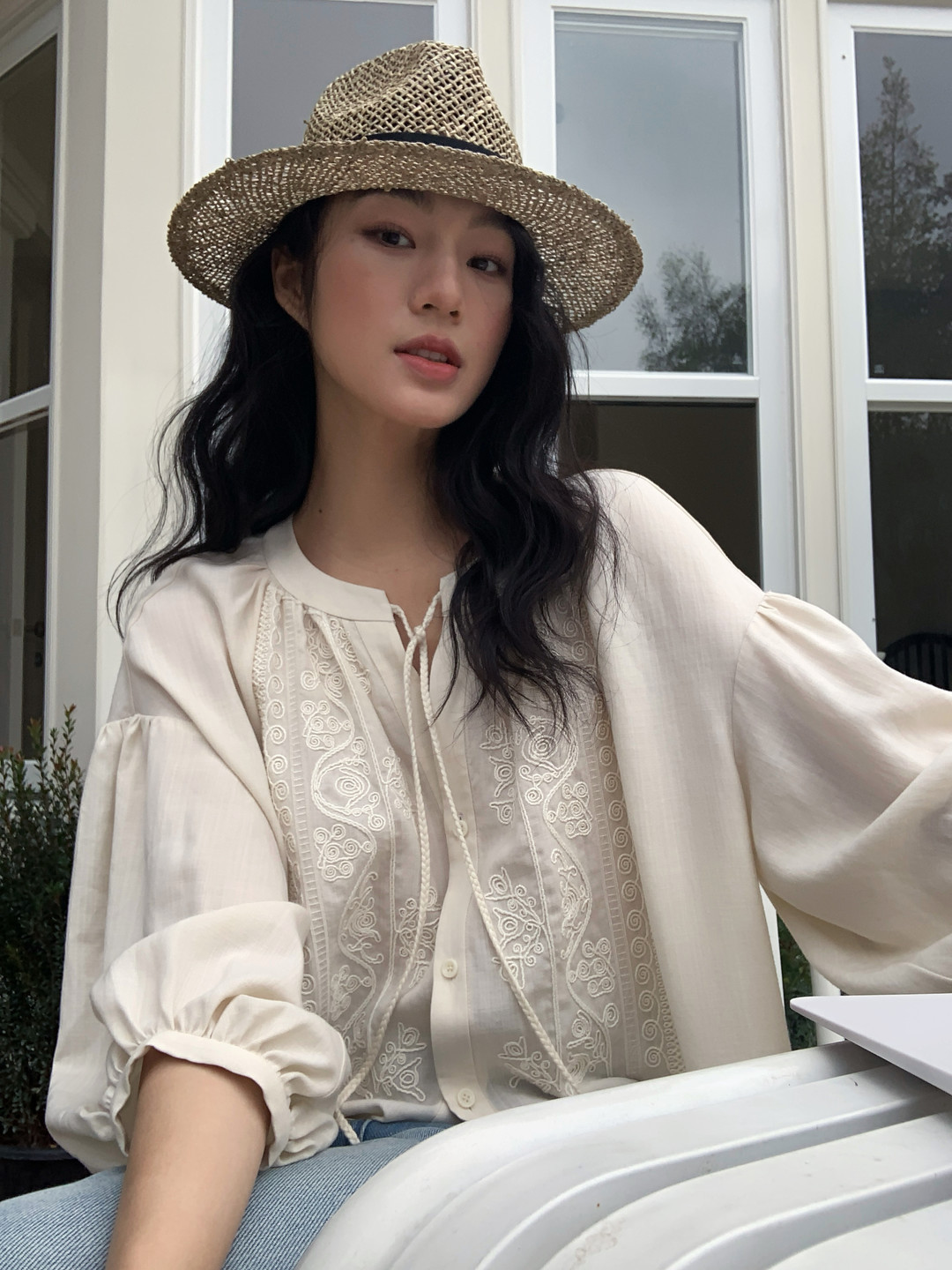 LV120 Retro Embroidery Drape Cardigan Women's Long