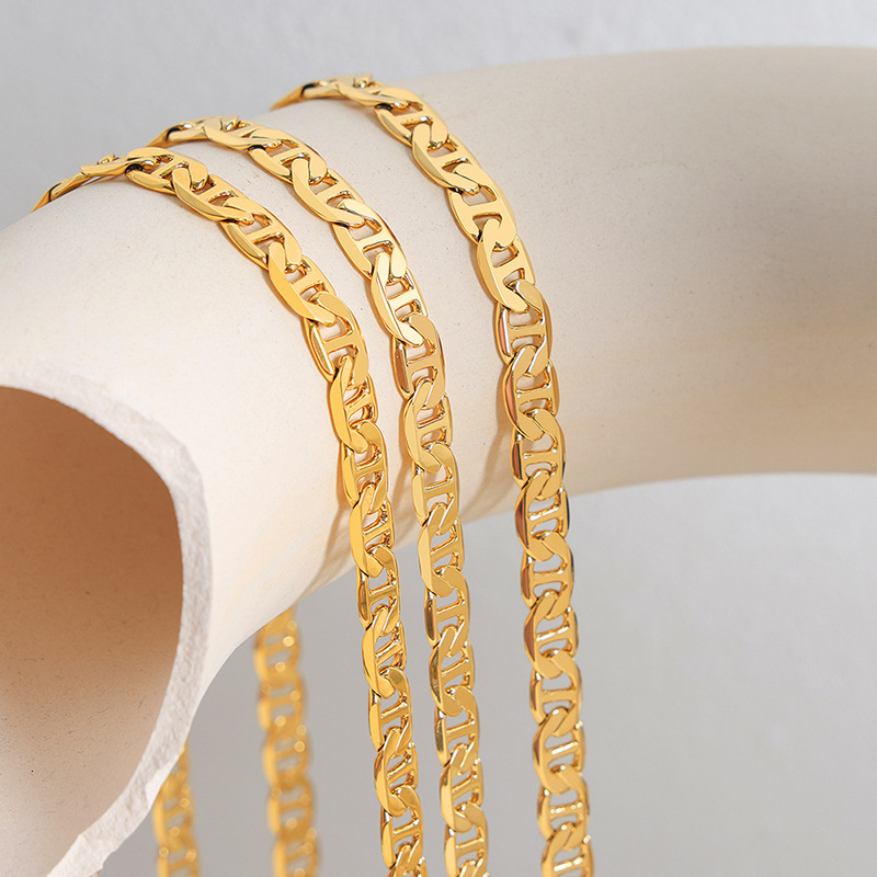 Luxury Jewelry Designer Jewelry American Style Trendy Necklace For Men, Copper 18k Gold, Men's Collarbone Chain, Non-fading, Trendy Thick Style, 