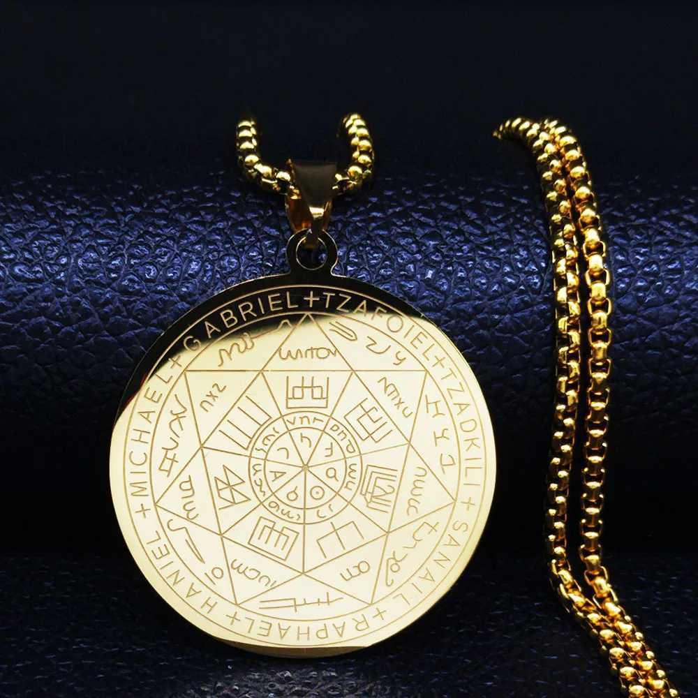 1 Archangels Amulet Stainless Steel Necklaces Men Seal of n Talisman Necklace Protection Jewelry Necklace W250712