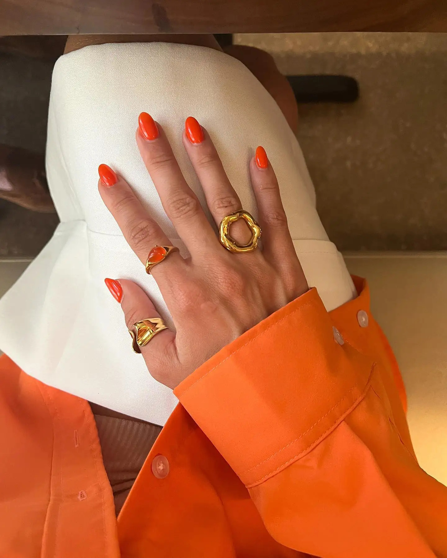 Uworld Top Quality Geometric Wide Stainless Steel Ring 18K Gold Color Waterproof Fashion Minimalist Statement Charm Jewelry Wome 250708