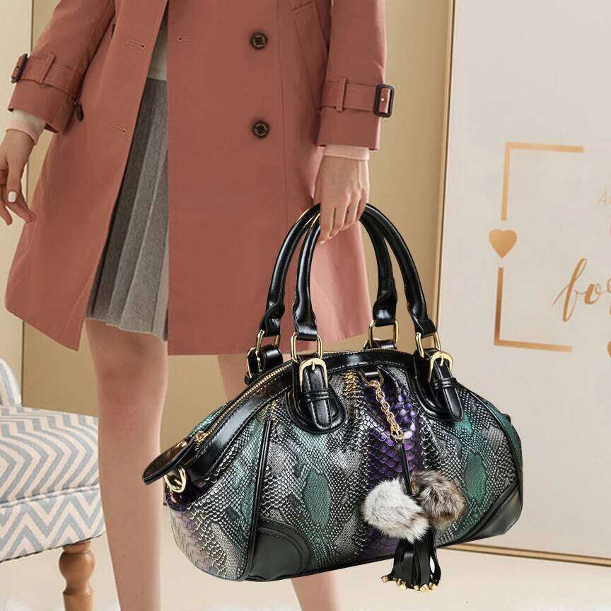 Cowhide Leather Women Handbags Female tassel Serpentine Dumpling portable Tote bag ladies shoulder messenger bags New
