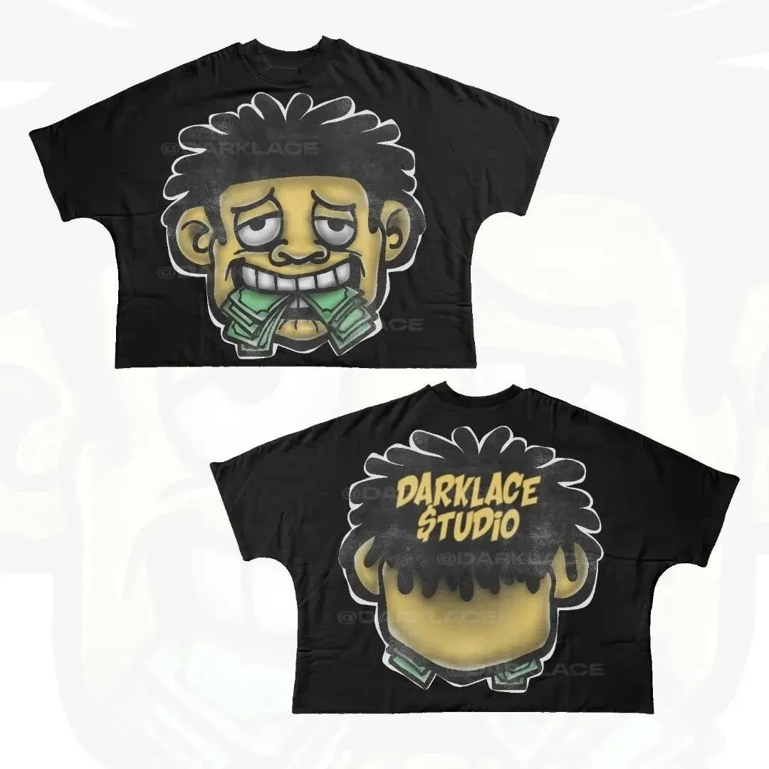 Streetwear T Shirt Hip Hop Fun Cartoon Graphic Printed Oversized Harajuku Gothic Cotton Short Sleeved Clothing Men Women 250704