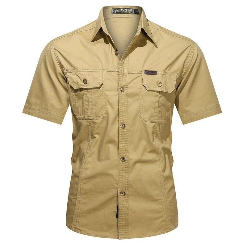 Summer Warrior Shirt Mens Work Clothes Cotton Outdoor Loose Soft Skin Friendly Short Sleeves 250704