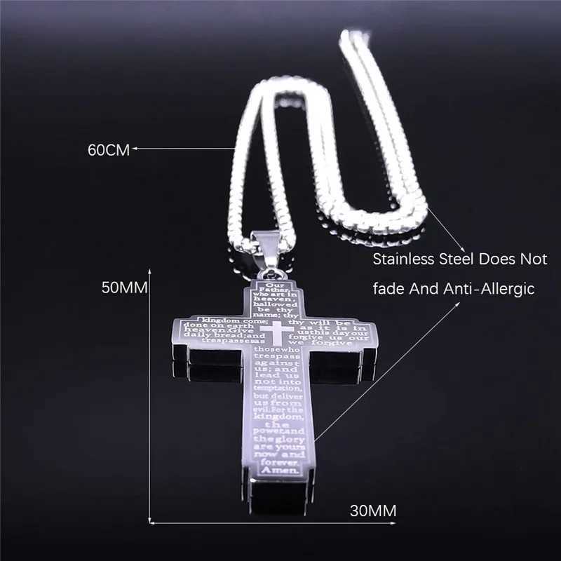 Bib Cross Chain Necklace Stainss Steel Pendant Necklace for Men Religious Prayer Jesus Jewelry corrente mascina W250712