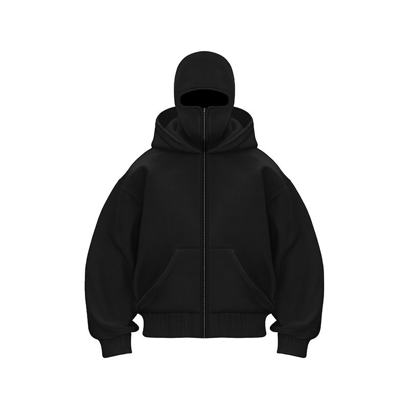L13406 Fashion Hoodie Zipper Sports Sweater Jacket Unisex Spring Autumn Winter Plus Velvet Double Hood Sweater