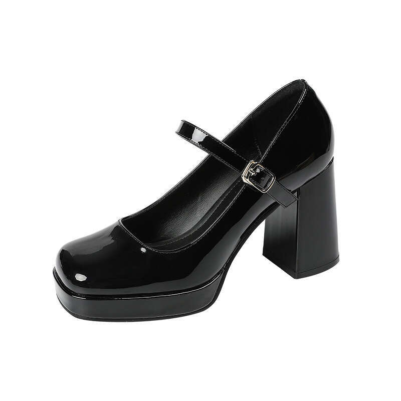 3359-12 One-Strap Single for Women Summer New French Style Elegant Chunky Heel High Heels Women's Shoes