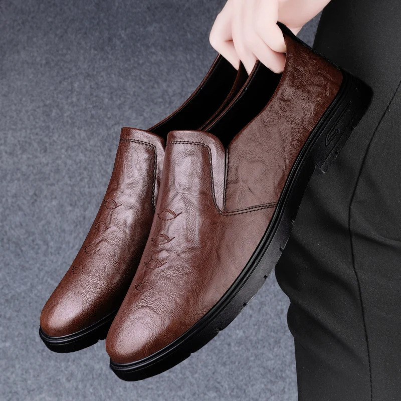 Spring Brown Mens Casual Shoes Genuine Leather Mens Classic Retro Loafers Moccasins Men Comfortable Business Affairs Flats 250708