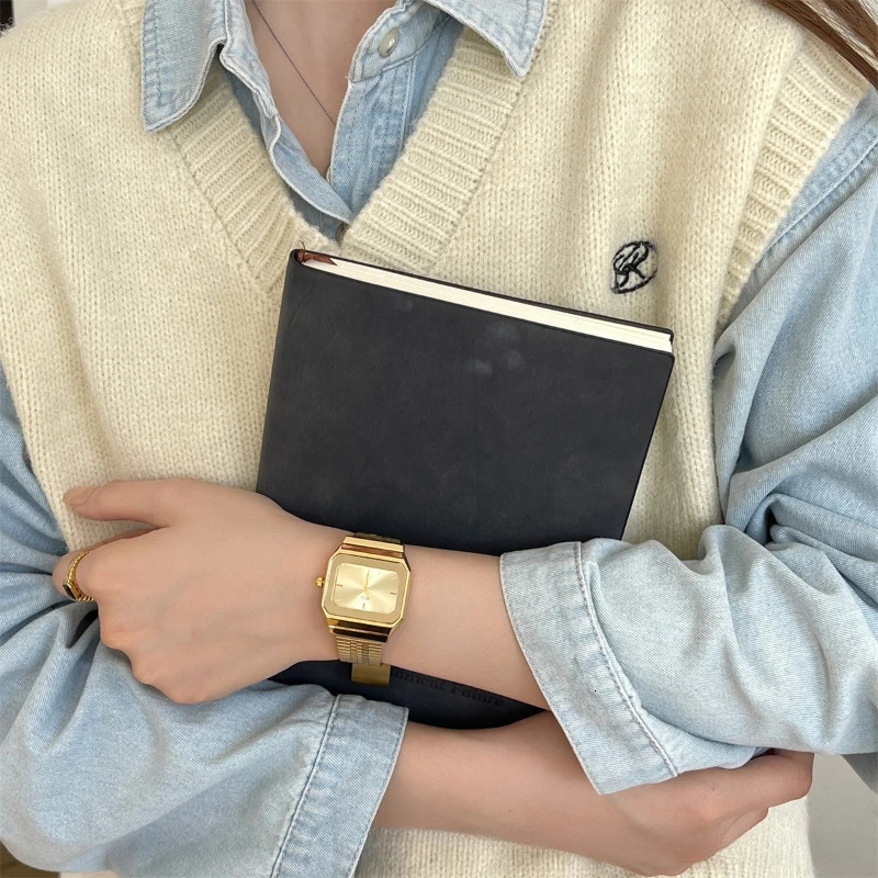 Minimalist Square Small Golden Watch for Women Antique Retro Ladies Watches Gift Reloies Para Mujer 250712