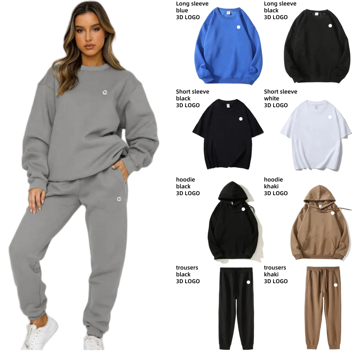 top Women's Men Yoga Long Sleeve short sleeves Fitness hooded sweatshirt Large Casual Fitness Outfit for 3D logo Comfy Round Neck Pullover Top with Trousers Hot sale