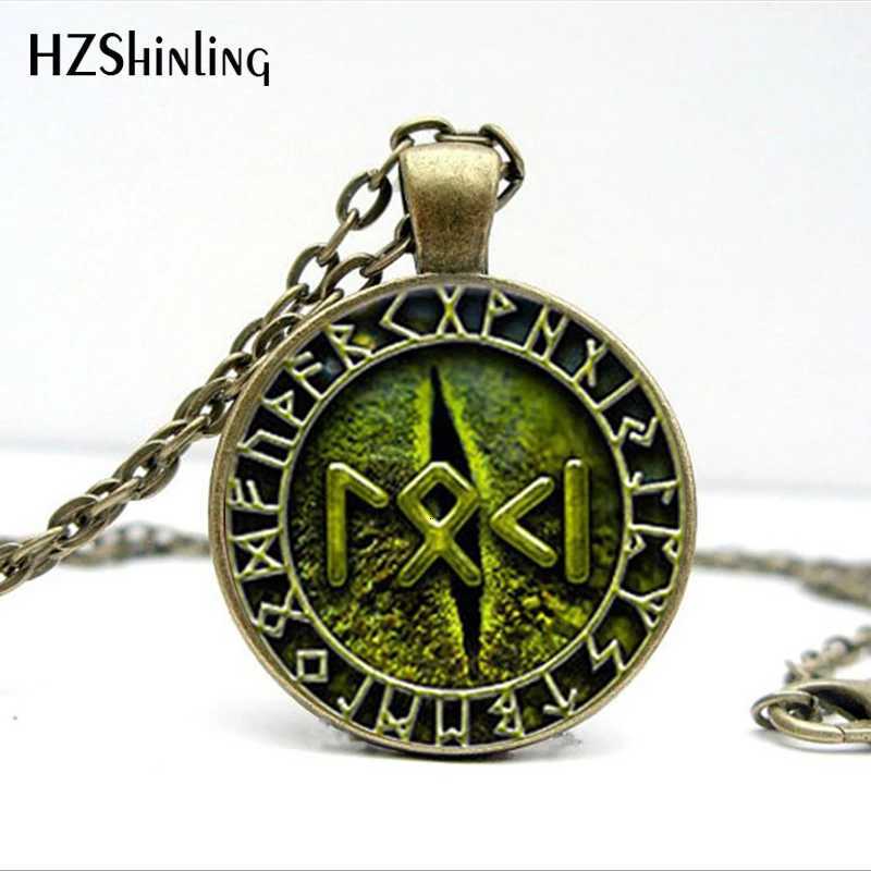 2018 New Fashion Vintage Snake Eye Loki Petite Rune Written Pendant Jewelry Cabochon Necklace HZ1 W250712