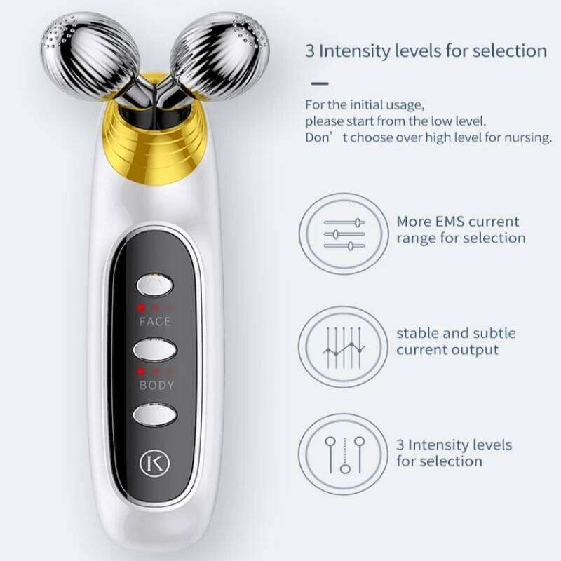 EMS 3D Roller Lifting Chin Reducer Microcurrent V Face Lift Hine Vibration Electric Facial Tighten Massager