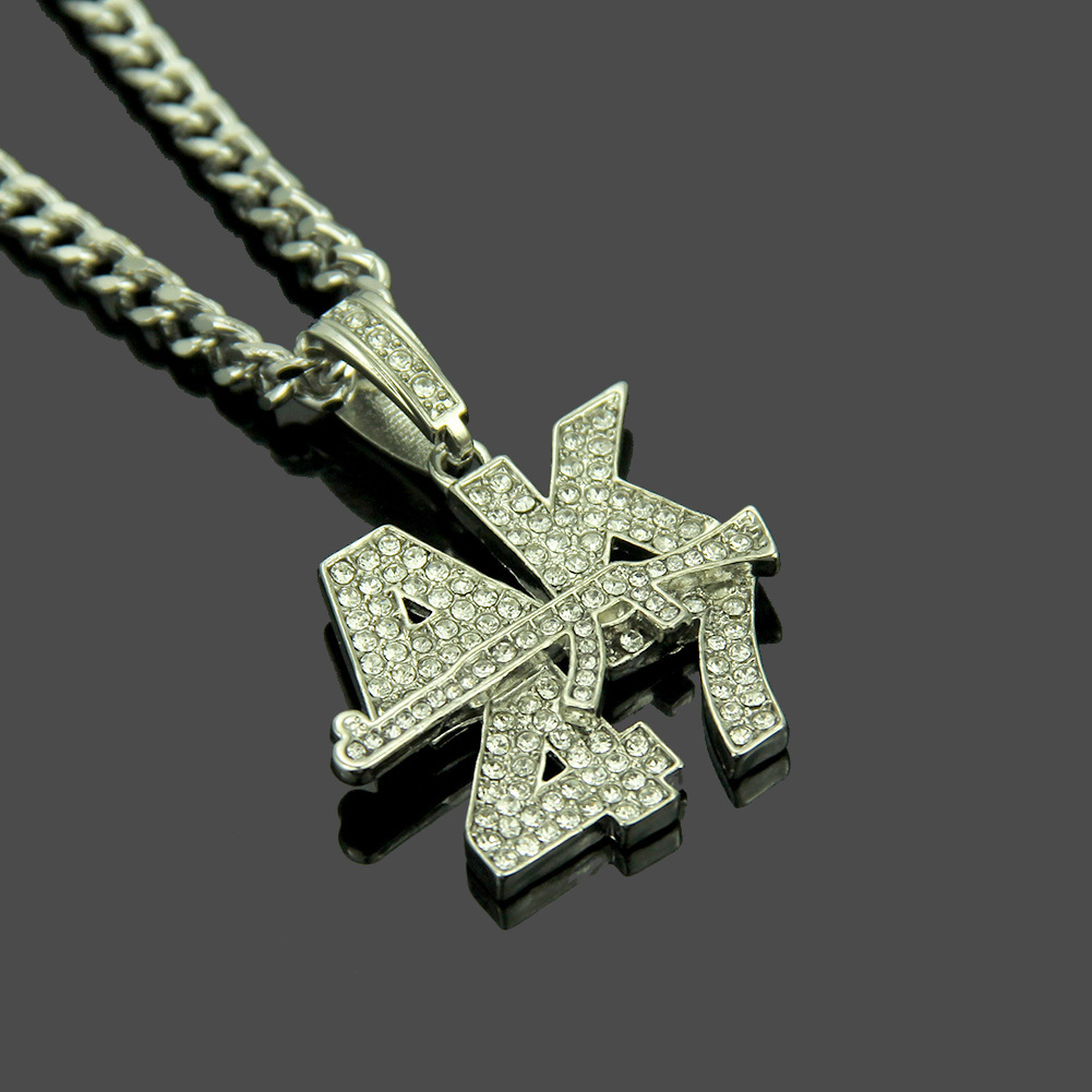 Luxury Jewelry Designer Jewelry European And American Hip-hop Pendant Necklace AK47 Pistol Inlaid With Diamonds Mini Tom Gun Men's Punk Accessori