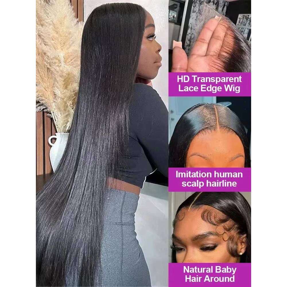 Crown HD 200% Bone Straight 13x4 Front wigs Pre Plucked 360 Full Lace 5x5 Glueless Human Hair Wig Women
