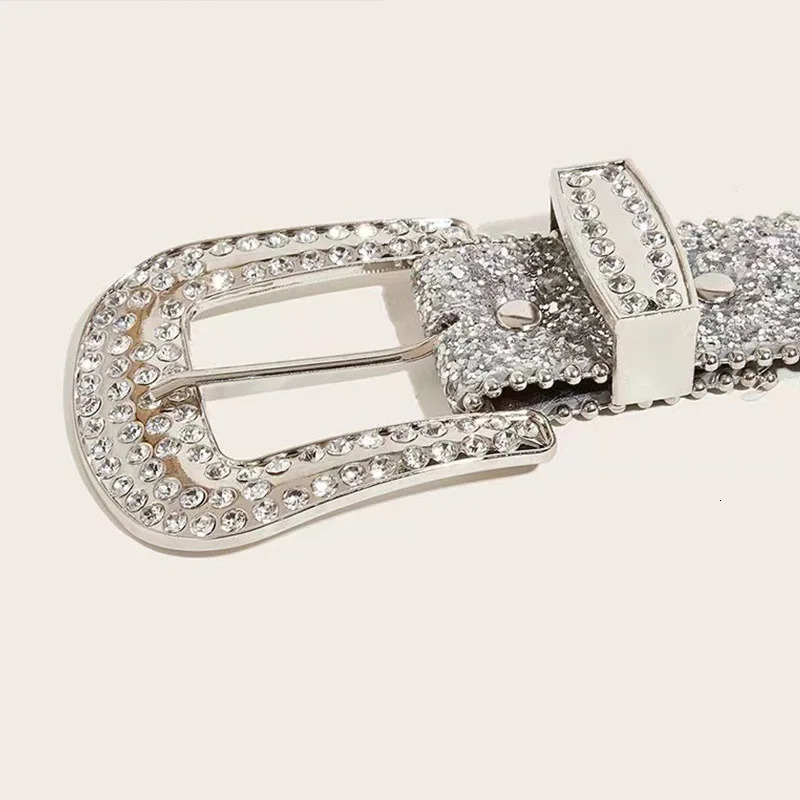 Fashion Rivet Rhinestone Belts PU Leather Bling Crystal Adjustable Belt Y2k Glitter Belts Jeans Pants Dress Belt For Women Girls 250711