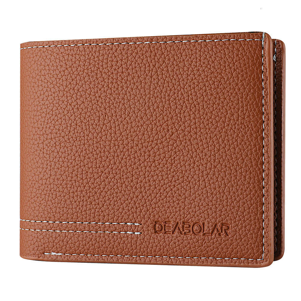 Hot Selling Litchi Pattern Soft Leather Short Business Men's Wallet New Model wallet designer mens wallet