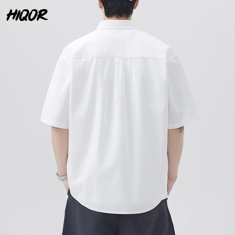Summer Mens Shirt Half-Sleeved with Pockets Fashion Thin Quick Drying Stand Up Collar Simple Cotton Shirts Streetwear Versatile 250707
