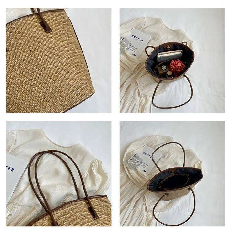 Summer Beach For Women Handmade Rattan Woven Shoulder Bags Large Capacity Straw Bag Bohemian Casual Travel Handbag Totes
