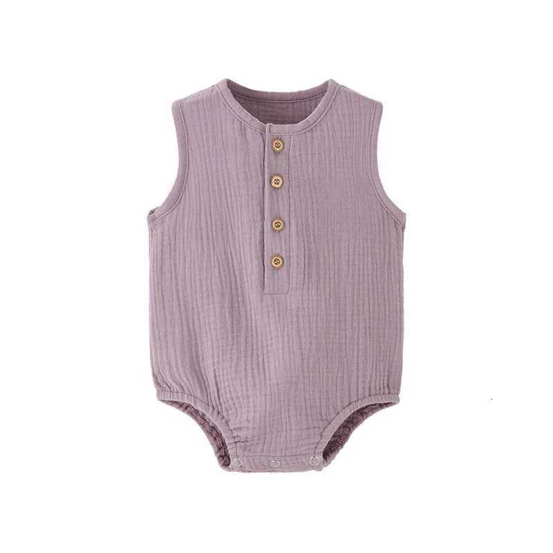 Summer Solid Newborn Baby 100% Cotton Linen Bodysuits Boy Girl Sleeveless Romper Jumpsuit Soft Skin-Friendly Thin Comfy Z250712