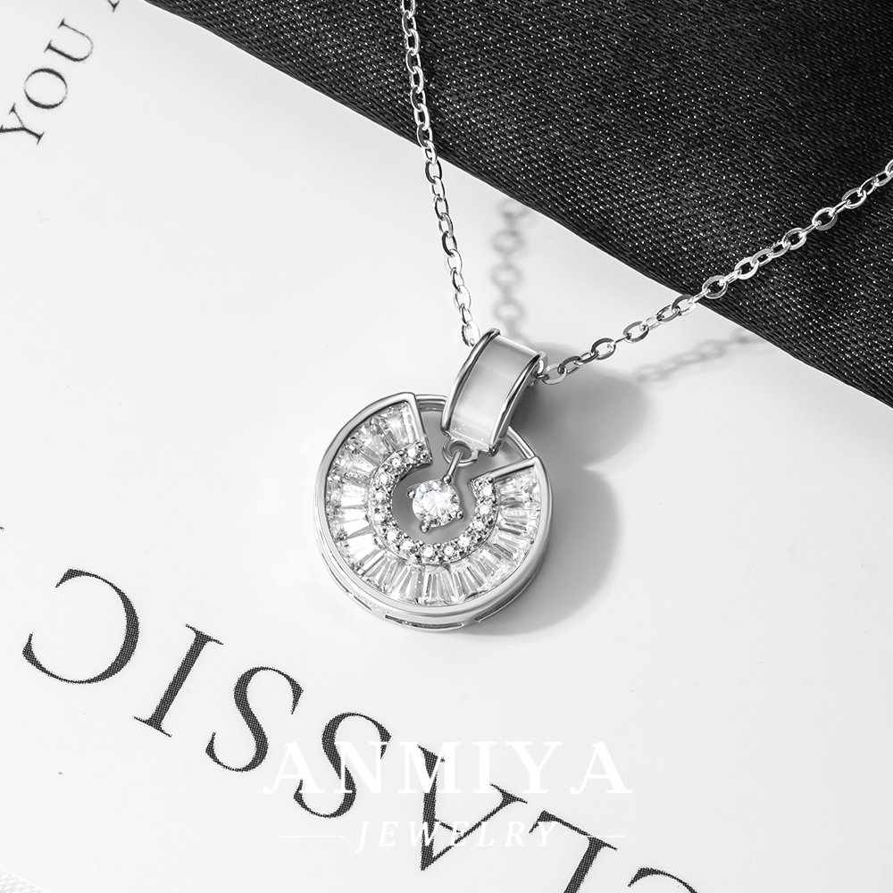 Certified 925 Sterling Silver Modernist Geometric Necklace Coin Charm Pendant Design Minimalist Everyday Jewelry for Outings