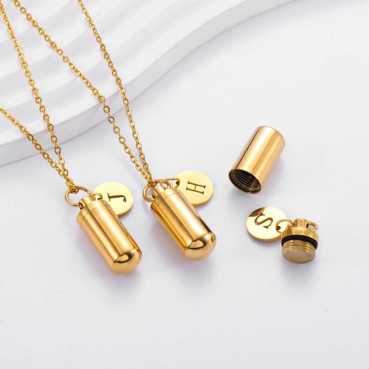 Unisex Cylinder Creation Jewelry Urn Necklace Initial Letter Charm Keepsake for Human Ashes Holder Pendant Memorial Gifts W250712