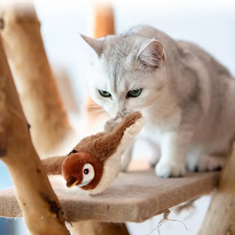 Flying Bird Cat Toy Rechargeable Automatic Flapping Wings Sparrow Catnip Toy Interactive Bird Cat Toy For Cats And Pets 250708