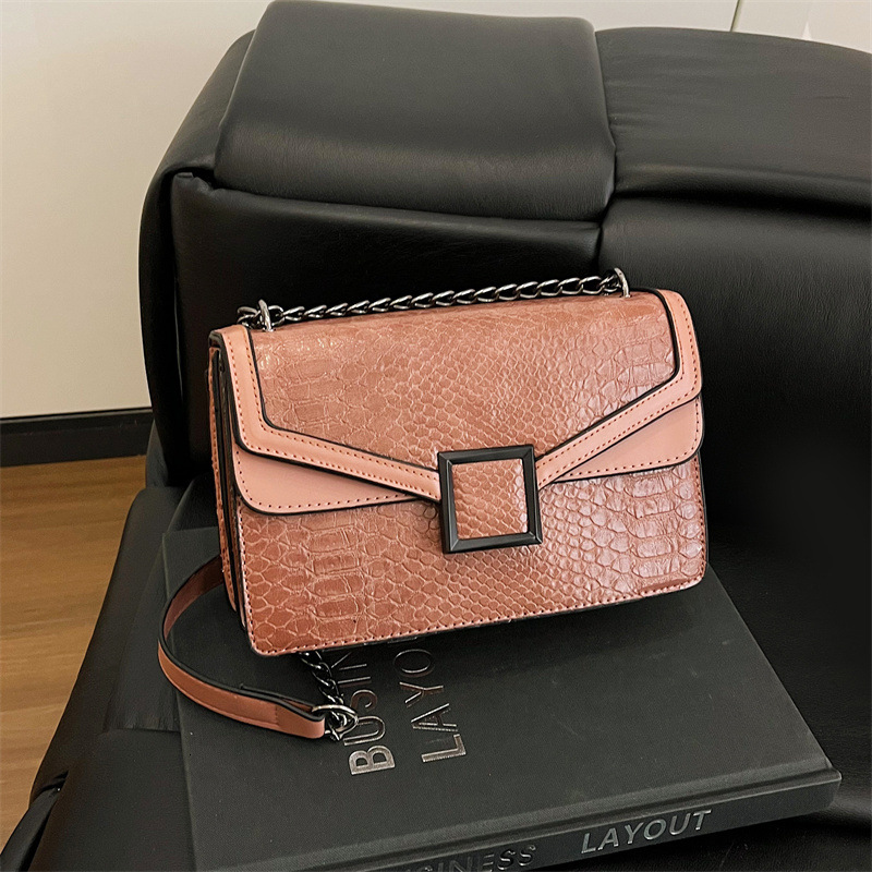 Luxury Brand Designer Bag Cross-Border Bag Niche High-End Snake Pattern Crossbody Small Square Bag For Women 2025 New European And American Trend Comm