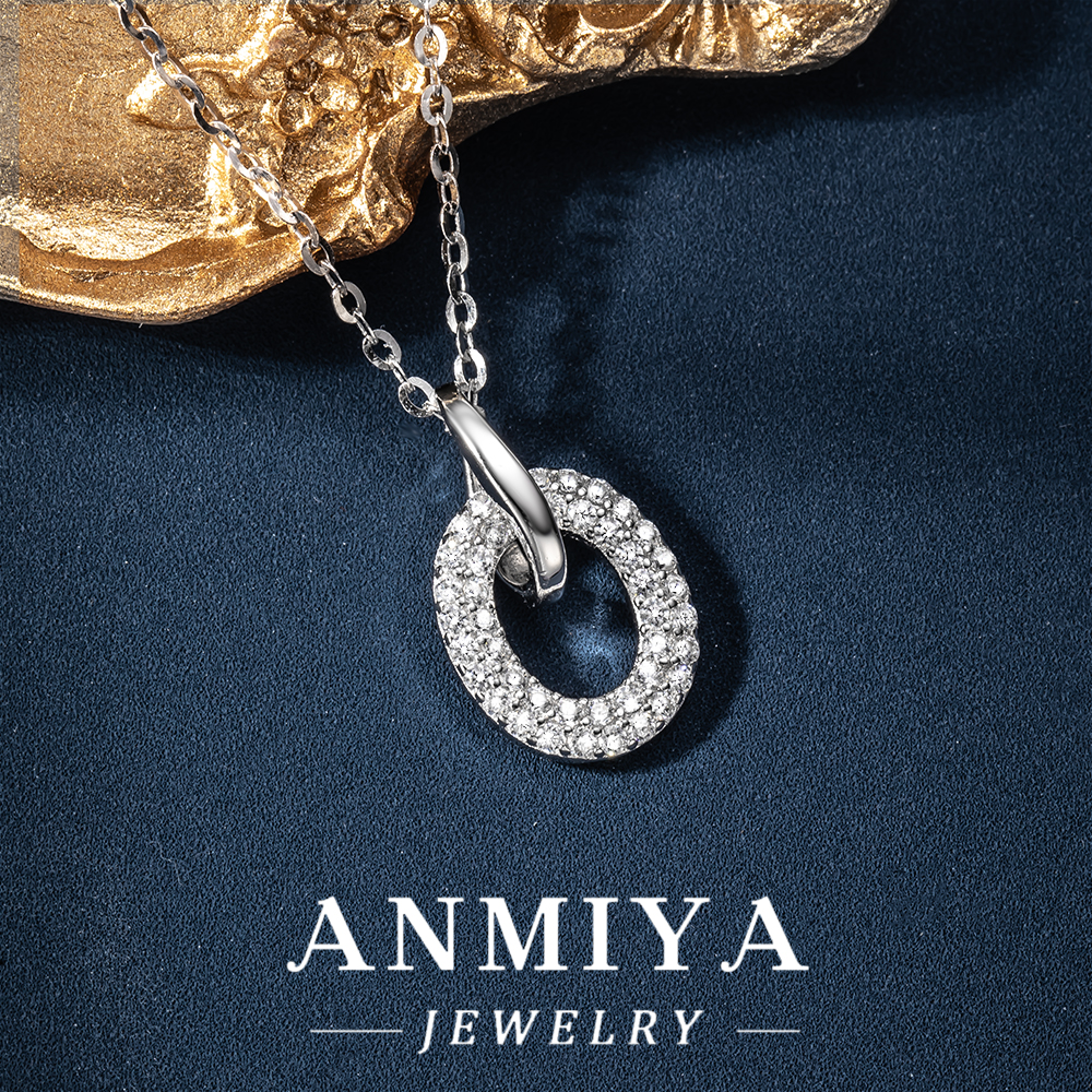 925 Sterling Silver Micro Pave Zirconia Pendant Choker Chain Necklace for Gift Engagement Party Wholesale
