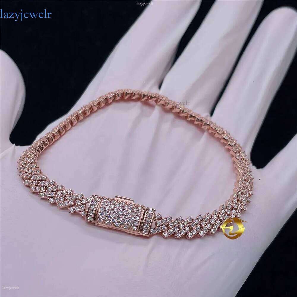 Fine Jewelry Hip Hop Pass Dia Tester 5mm Moissanite Vvs Cuban Chain Bracelet