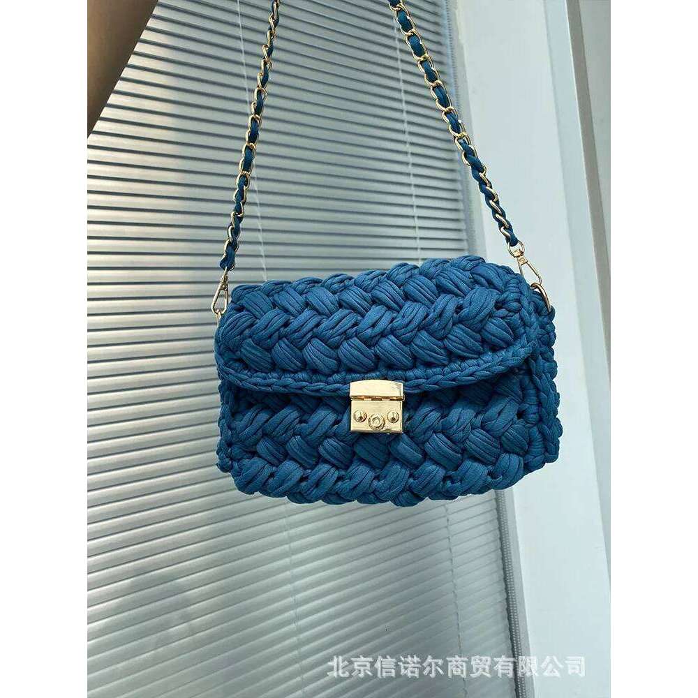 2021 Cloth Crochet Hand Made Woven Chain Lock Women's Crossbody Single Ladies' Shoulder Bag New