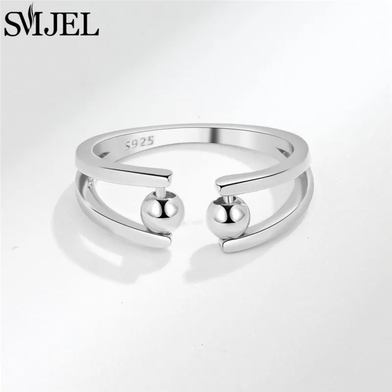 Fashion Anxiety Fidget Rings Adjustable for Women Simple Gold Color Round Beads Rotate Freely Ring Jewelry Anti Stress Gifts 250708
