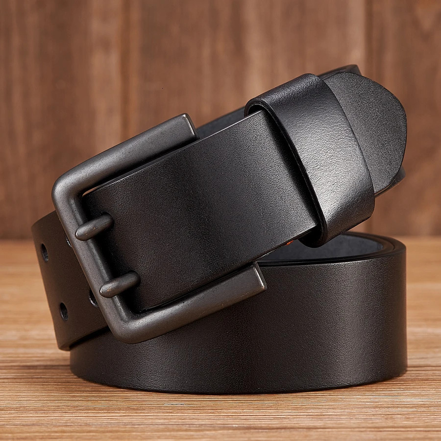 4.3cm Thick High Quality Cowskin Genuine Leather Belt For Men Male Belt Double Pin Buckle Cowboy Jeans Strap 250711