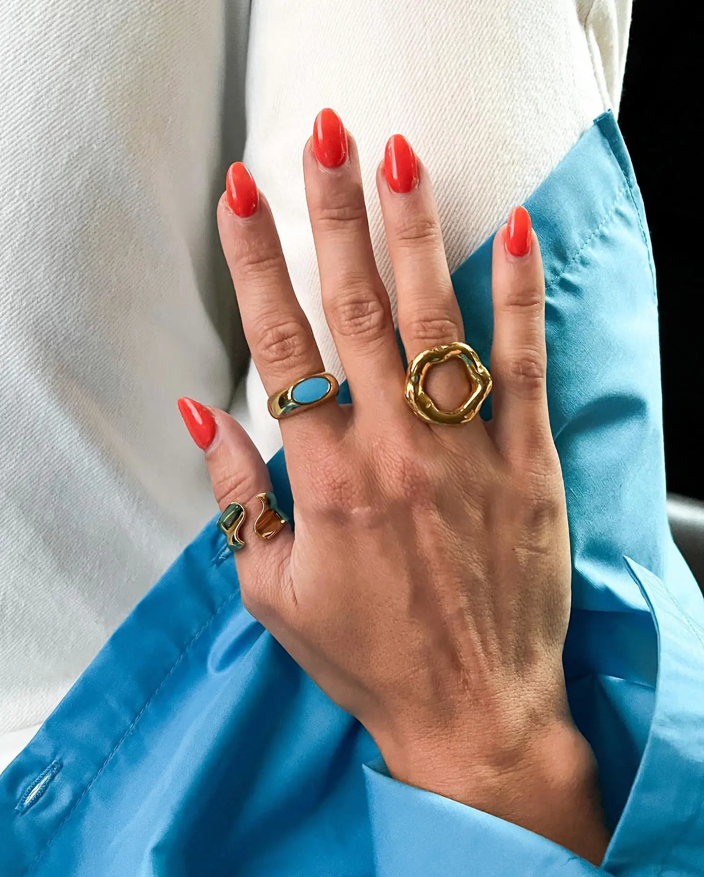 Uworld Top Quality Geometric Wide Stainless Steel Ring 18K Gold Color Waterproof Fashion Minimalist Statement Charm Jewelry Wome 250708